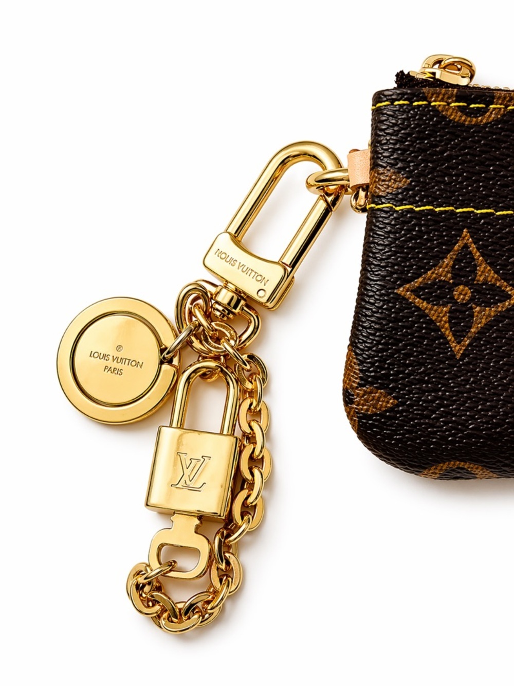 LOUIS VUITTON Heart Bag Charm Keyring Gold Light Pink - Picture 8 of 8